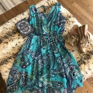 Sweet Storm aqua hi-low dress, size Lg juniors